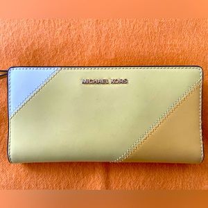 Michael Kors genuine leather envelope wallet yellow/white